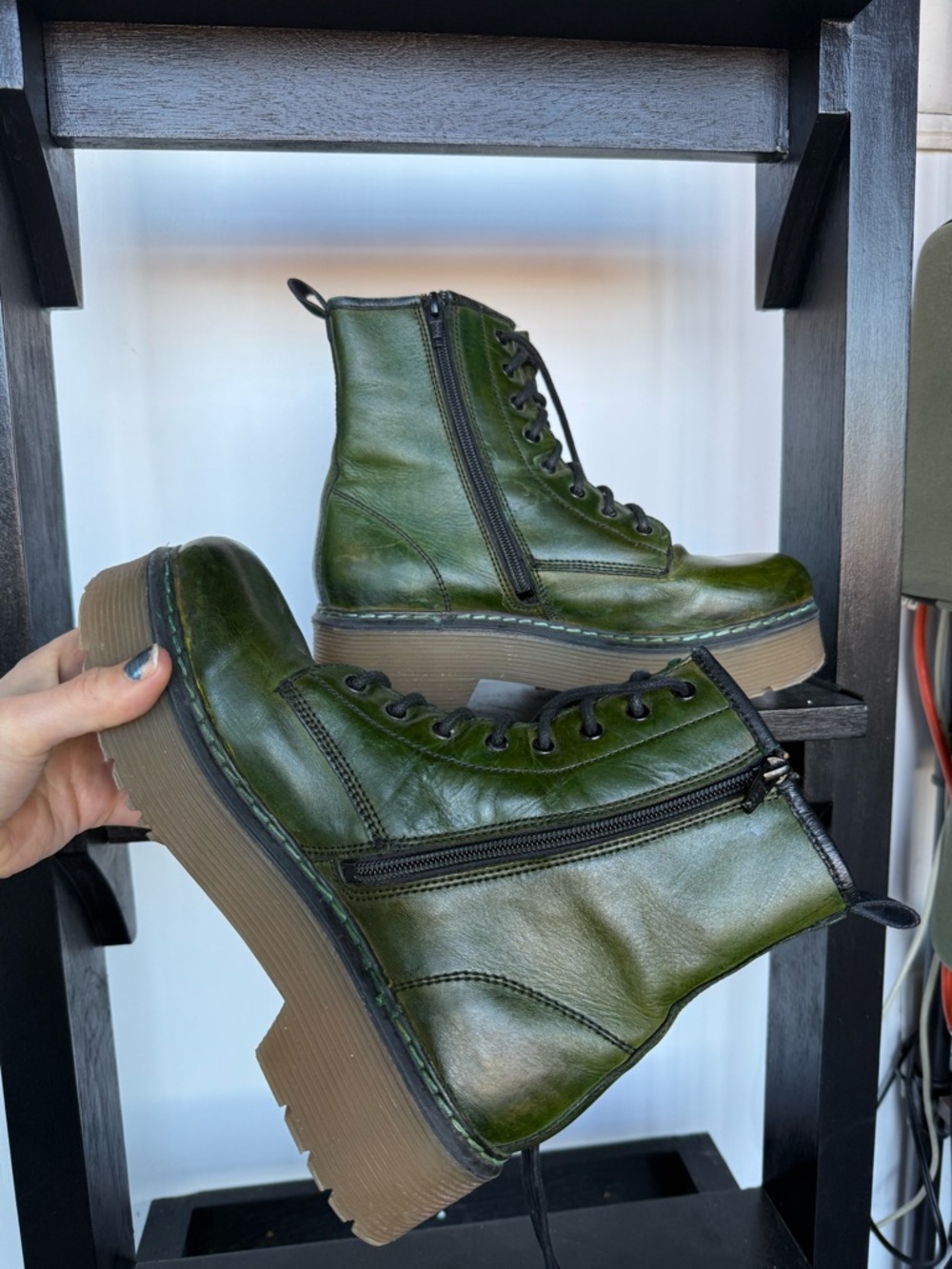 ROOLEE Green Lace-Up Platform Women's Boots - Picture 4 of 8
